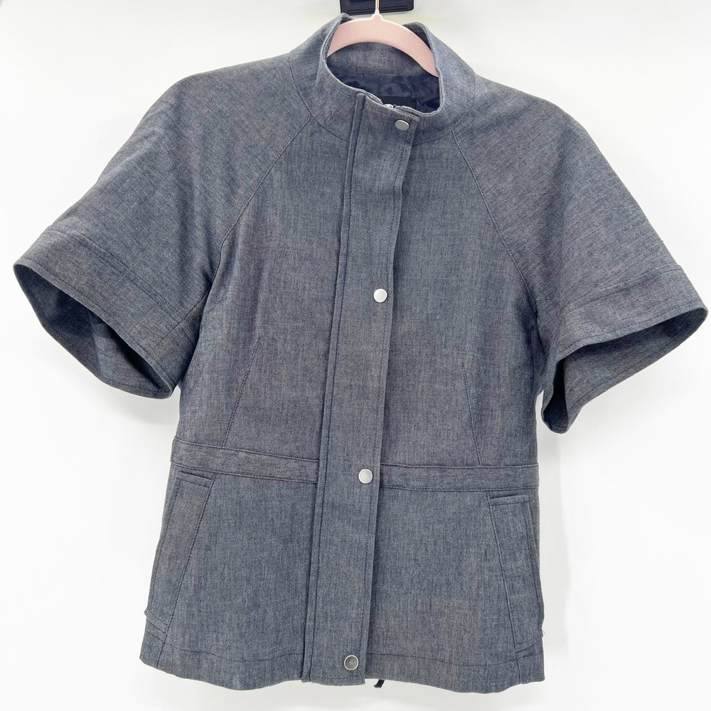 BCBGMAXAZRIA Gray Wool Blend Short Sleeve Mock Neck Jacket XS